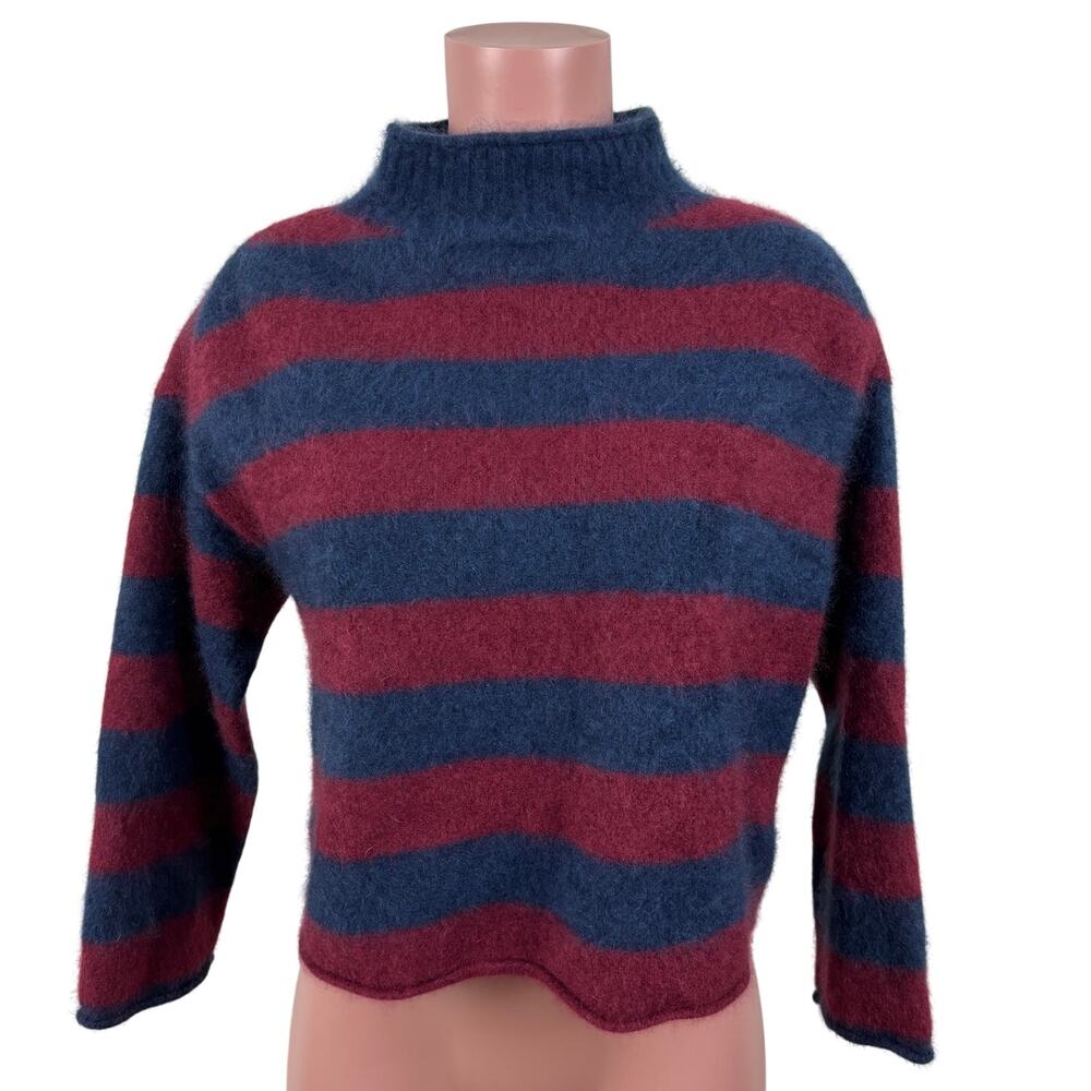 J.Crew Brushed cashmere 2025 Rollneck™ sweater XS Blue Red Stripe CO329